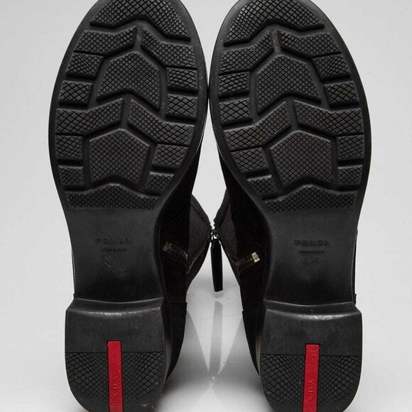 Prada Black Suede Tall Riding Boots 5.5/36 - Picture 3 of 5